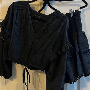 House of Harlow 1960 Black Blouse with Tie Detail